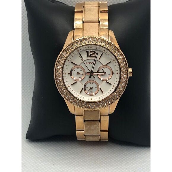 Fossil ES3721 Women's Stainless Steel Analog White Dial Quartz Wrist Watch LP247 - Picture 1 of 9
